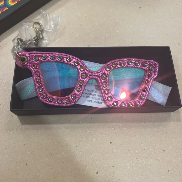 Kurt Geiger Accessories - Kurt Geiger Metallic Pink Jeweled Sunglasses Bag Charm NWT!!